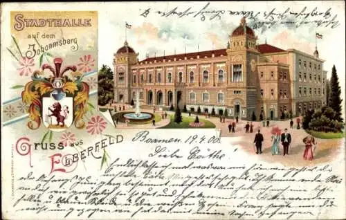 Wappen Litho Elberfeld Wuppertal, Stadthalle auf dem Johannisberg