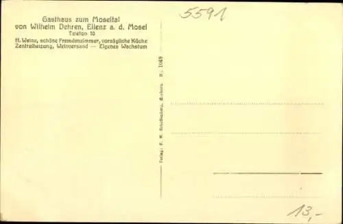 Ak Ellenz Poltersdorf an der Mosel, Gasthaus zum Moseltal