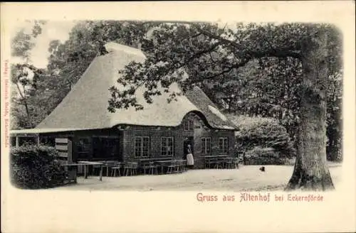 Ak Altenhof in Schleswig Holstein, Gaststätte, Reetdachhaus