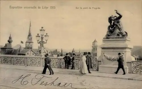 Ak Liège Lüttich Wallonien, Exposition universelle de Liege 1905, sur le pont de Fragnee