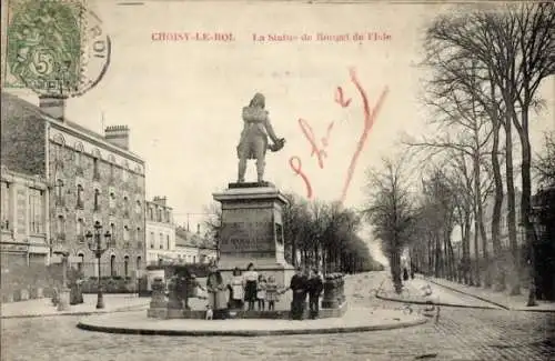 Ak Choisy le Roi Val de Marne, Statue von Bouget de Isle