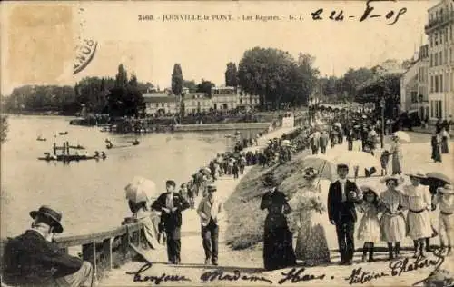 Ak Joinville le Pont Val de Marne, Les Régattes, Promenade