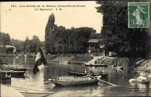 Ak Joinville le Pont Val de Marne, Die Ufer der Marne, Le Passeur