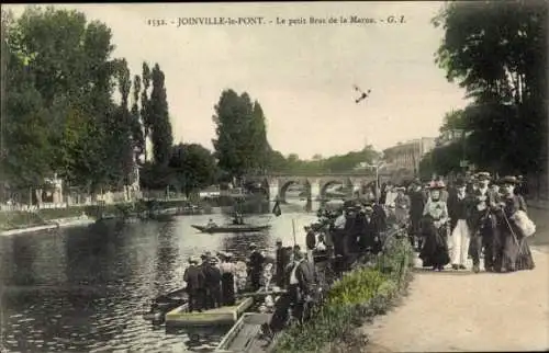 Ak Joinville le Pont Val de Marne, Die kleinen Bras de la Marne, Brücke