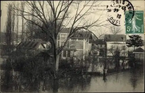 CPA Joinville le Pont Val de Marne, Inondations de janvier 1910, lle Fanac pendant la crue