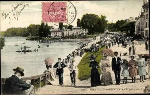 Ak Joinville le Pont Val de Marne, Regatten, Spaziergang