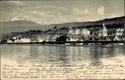 Ak Évian les Bains Haute Savoie, Teilansicht, Dent d'Oche