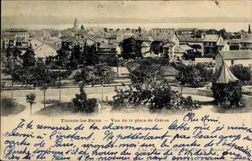 Ak Thonon les Bains Haute Savoie, Vue de la place de Cretes