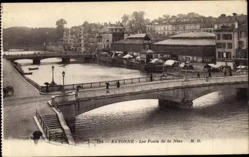 Ak Bayonne Pyrénées Atlantiques, Ponts de la Nive