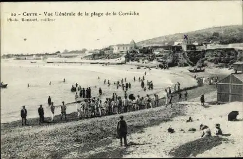 Ak Cette Hérault, Vue generale de la plage de la Corniche