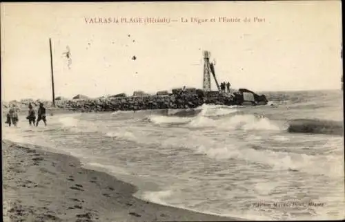 Ak Valras Plage Hérault, Digue, Entree du Port