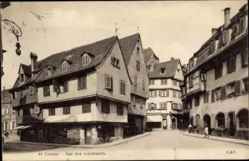 Ak Colmar Kolmar Elsass Haut Rhin, Rue des marchands