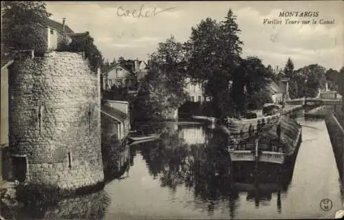 Ak Montargis Loiret, Vieilles Tours sur le Canal