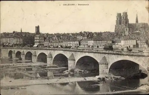 Ak Orléans Loiret, Panorama, Pont