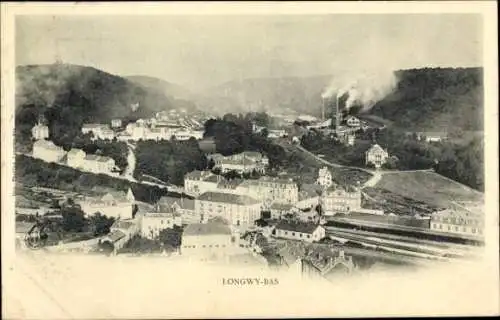 Ak Longwy Bas Meurthe et Moselle, Teilansicht, Fabrik