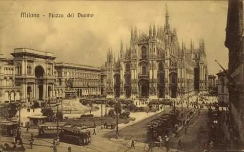 Ak Milano Mailand Lombardia, Piazza del Duomo