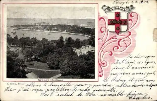 Wappen Passepartout Ak Sydney Australien, Harbour, New South Wales