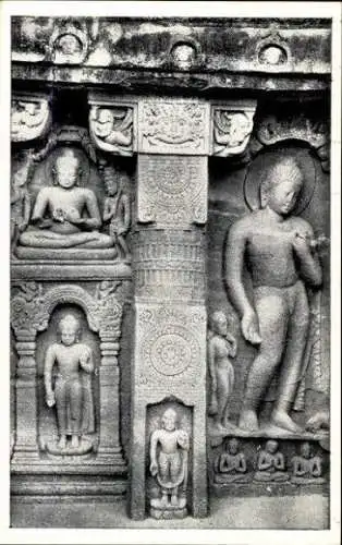 Set von 12 AK Archaeological Survey of India Buddha Steinschnitzerei