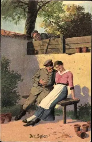 Set von 10 AK Künstler  Immer Fachmann, Die Attacke, Heiratsantrag, Soldat,Kniefall, Blondine, I. WK