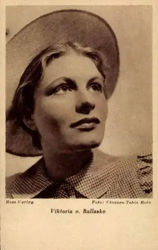 Ak Schauspielerin Viktoria von Ballasko, Portrait, Ross Verlag