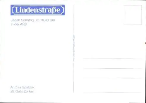 Ak Schauspielerin Andrea Spatzek, Portrait, Autogramm, Serie Lindenstraße, ARD