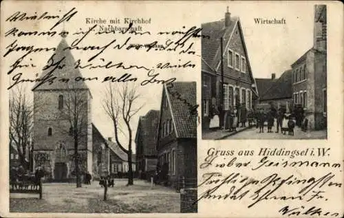 Ak Hiddingsel Dülmen im Münsterland Westfalen, Kirche, Kirchhof, Wirtschaft