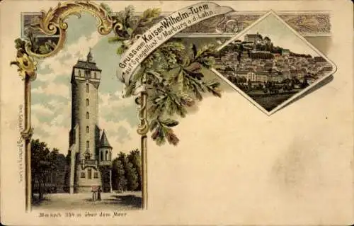 Litho Spiegelslust Marburg an der Lahn, Kaiser Wilhelm Turm