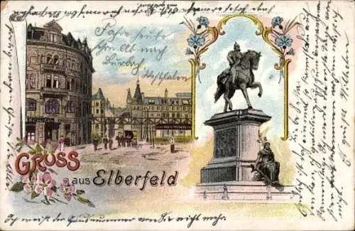 Litho Elberfeld Wuppertal, Kaiser-Cafe, Denkmal, Platz