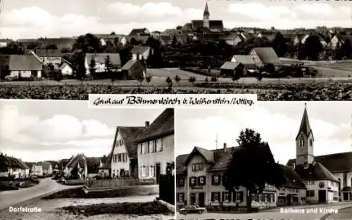 Ak Böhmenkirch Baden Württemberg, Gesamtansicht, Dorfstraße, Rathaus, Kirche