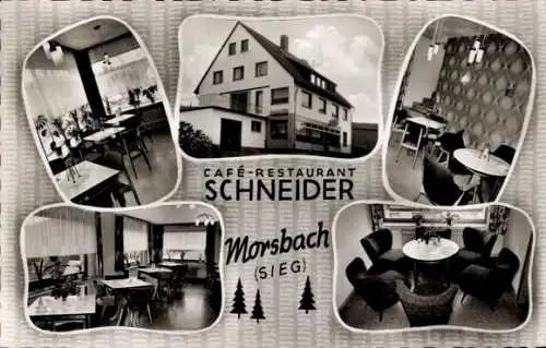 Ak Morsbach im Oberbergischen Kreis, Café Schneider, Außen u. Innenansicht