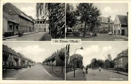 Ak Sankt Tönis Tönisvorst am Niederrhein, Kirchplatz, Hospitalstraße, Kirchenfeld, Marienheim