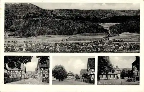 Ak Altenburschla Wanfried in Hessen, Gesamtansicht, Anger, Untergasse