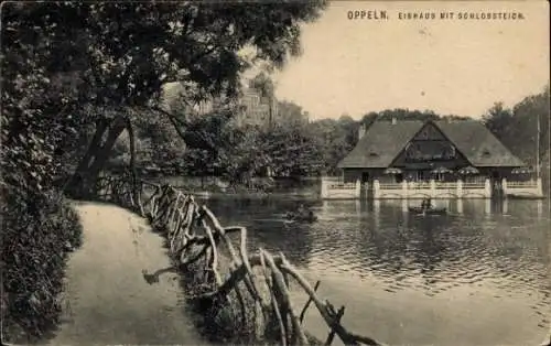 Ak Opole Oppeln Schlesien, Eishaus, Schlossteich