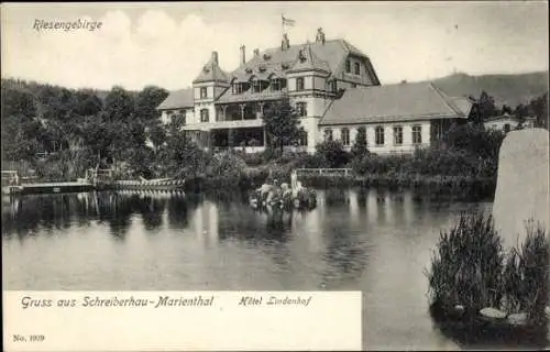 Ak Marienthal Szklarska Poręba Schreiberhau Riesengebirge Schlesien, Hotel Lindenhof