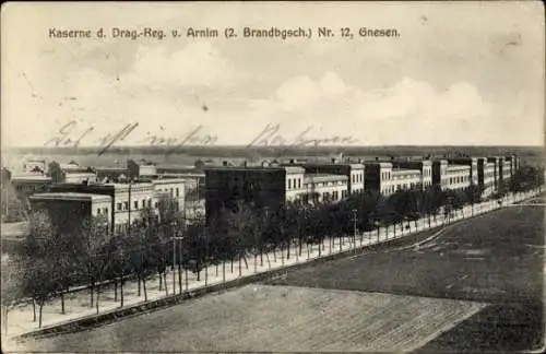 Ak Gniezno Gnesen Posen, Kaserne Dragoner Regt. von Arnim, 2. Brandenburgisches