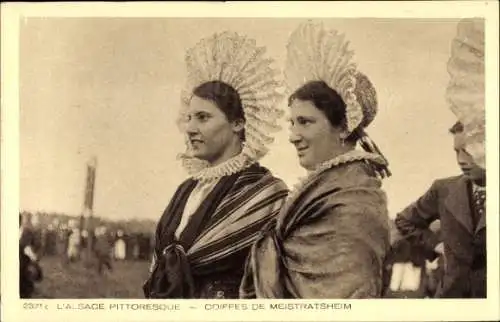 Ak Meistratsheim, Zwei Frauen in Elsässer Tracht