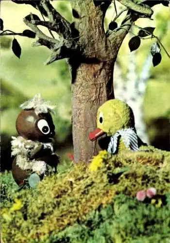 Ak Pittiplatsch und Schnatterinchen, Unser Sandmännchen, DDR Kinderfernsehen, 6916