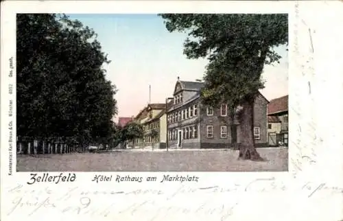 Leutfenster Ak Clausthal Zellerfeld im Oberharz, Hotel Rathaus am Marktplatz