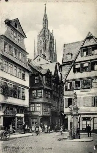 Ak Frankfurt am Main, Saalgasse, Geschäfte