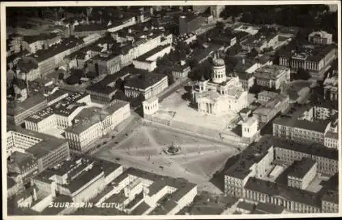 Ak Helsinki Helsingfors Finnland, Senatsplatz, Kathedrale, Luftbild