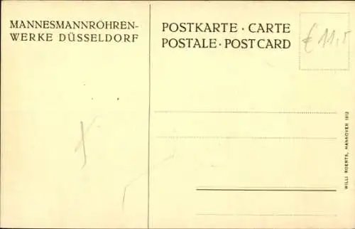 Ak Düsseldorf am Rhein, Mannesmannröhrenwerke, Fabrik, Männer bei der Arbeit