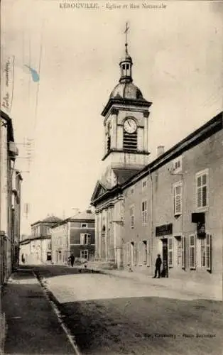 Ak Lérouville Lorraine Meuse, Kirche, Rue Nationale