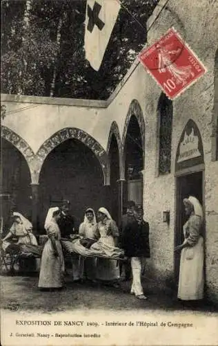 Ak Nancy Meurthe et Moselle, Nancy-Ausstellung 1909, Innenraum des Feldlazaretts