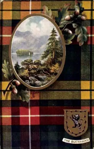 Wappen Passepartout Ak Clan Buchanan Schottland, Loch Katrine