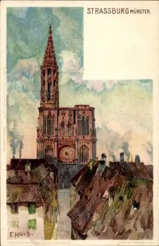 Künstler Litho Hoch, F., Straßburg Straßburg Elsass Bas Rhin, Münster