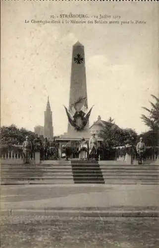 CPA Strasbourg Strasbourg Alsace Bas Rhin, 14 Juillet 1919, Cenotaphe eleve a la memoire des Soldats