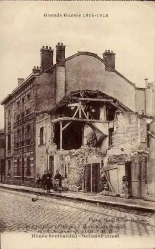 Ak Épernay Marne, Zerbombtes Haus, Rue de Sezanne