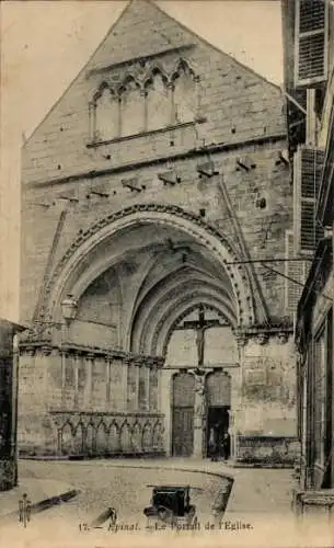 Ak Épinal Lorraine Vosges, Kirchenportal