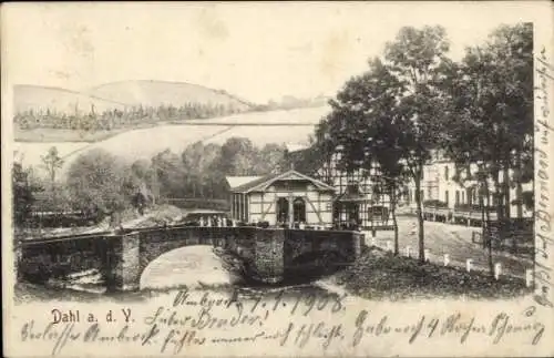 Ak Dahl Hagen in Westfalen, Volmetal, Teilansicht, Brücke