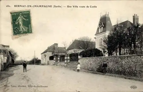 Ak Bernay en Champagne Sarthe, Une Villa route de Conlie